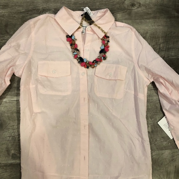 Croft & Barrow light pink textured button down - Picture 2 of 7